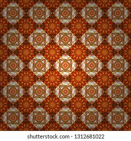 Vector illustration. Abstract seamless pattern consisting of orange, red and white tiles.