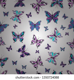 Vector illustration. Abstract seamless pattern for clothes, boys, girls, wallpaper. Seamless pattern background with insect. Different beautiful butterflies flying for coloring book.