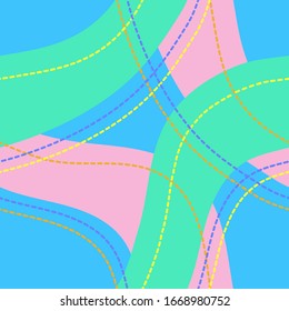 Vector illustration. Abstract seamless pattern with dotted lines and waves, pastel colors. Design for gift-wrap, wallpaper, cover, fabric, textile makers.