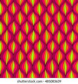 Vector illustration abstract seamless pattern. Repeating retro patern made in clarets, yellow, orange and pink colors