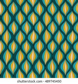 Vector illustration abstract seamless pattern. Repeating retro patern made in green, yellow and blue tones