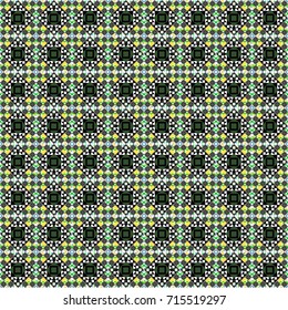 Vector illustration. Abstract seamless pattern consisting of black, white and gray tiles.