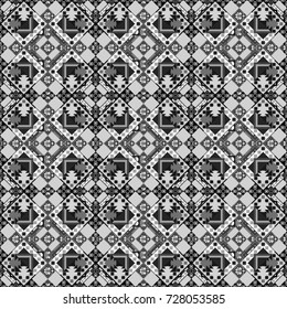 Vector illustration. Abstract seamless pattern consisting of gray, black and white tiles.