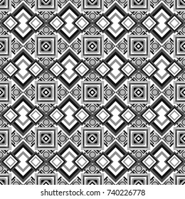 Vector illustration. Abstract seamless pattern consisting of white, gray and black tiles.