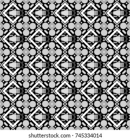 Vector illustration. Abstract seamless pattern consisting of black, white and gray tiles.