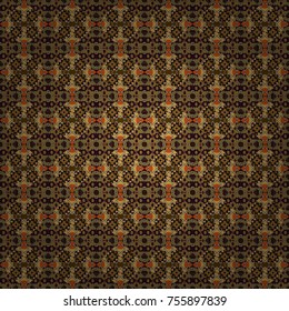 Vector illustration. Abstract seamless pattern consisting of brown, yellow and black tiles.