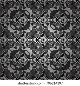 Vector illustration. Abstract seamless pattern consisting of gray, black and white tiles.