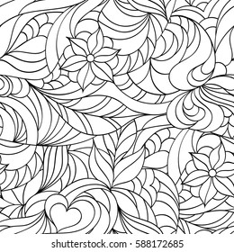 Vector illustration of abstract seamless pattern.Coloring page for children and adult