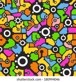 Vector Illustration: Abstract Seamless Technology Background. Mosaic Pattern with Tangled Lines.