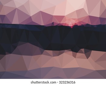 Vector illustration of abstract seascape. Low polygon artwork.

