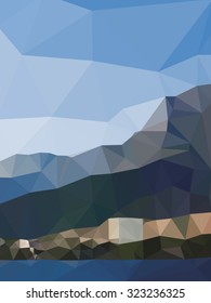 Vector illustration of abstract seascape. Low polygon artwork.