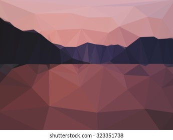Vector illustration of abstract seascape. Low polygon artwork.