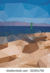 Vector illustration of abstract seascape. Low polygon artwork.