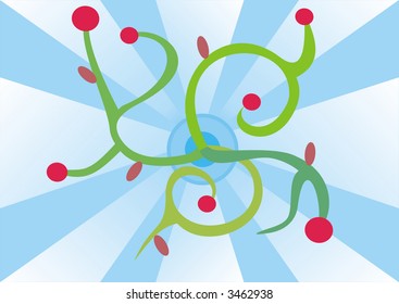Vector illustration of abstract shapes and branches. Suitable for background