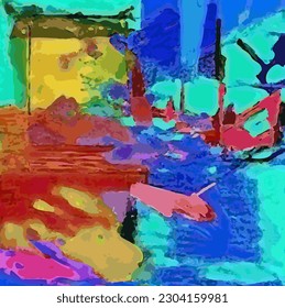 Ilustración de vectores Formas abstractas Movimiento Diseño de líquidos geométricos Intrincados Múltiples Colores