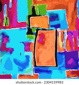 Vector Illustration Abstract Shapes Movement Geometric Fluid Design Intricate Multiple Colors