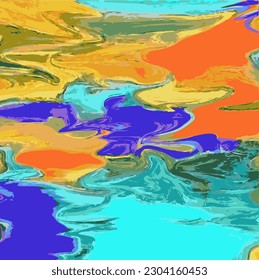 Ilustración de vectores Formas abstractas Movimiento Diseño de líquidos geométricos Intrincados Múltiples Colores