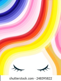 Vector illustration with abstract shapes and woman eyes