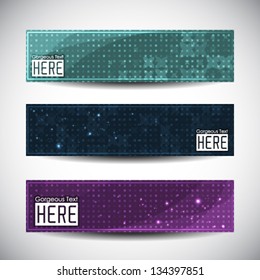Vector illustration with abstract shining background. Space theme banner for your presentation