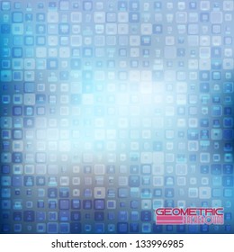 Vector illustration with abstract shining blue geometric background. Space theme for your presentation
