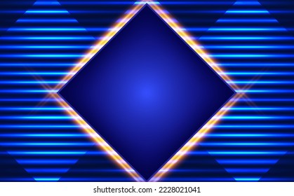 Vector illustration with abstract shining lines on blue background with square banner for design