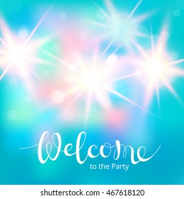 Vector illustration of abstract shiny bright lights on blue background. Useful for your design. 