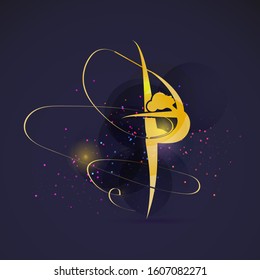 Vector illustration abstract silhouette of a girl in rhythmic gymnastics. Gymnastics strength, acrobatics, juggling. Sports concept.