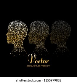 Vector illustration of Abstract silhouettes of people. Gold stars