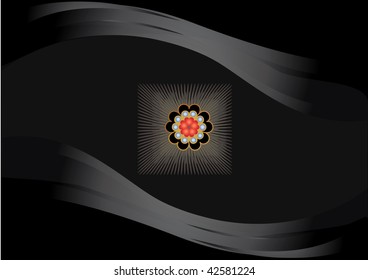 Vector illustration of abstract silver and golden floral and ornamental element