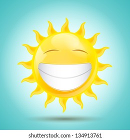 Vector Illustration of an Abstract Smiling Sun