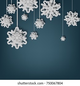 Vector illustration abstract snowflake paper cut for Christmas Background - eps10