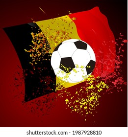 vector illustration, abstract soccer ball with belgium flag background, for banner background, web illustration, book cover, flyer, etc.