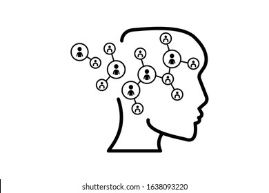 Vector illustration of an abstract social network scheme, which contains business people icons connected to each other.
