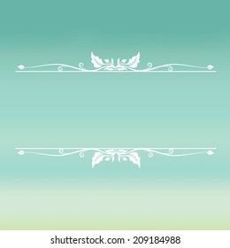 Vector illustration of an abstract soft colored background in marine green and light yellow/sand colors with a frame/divider
