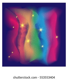 vector illustration of abstract space with stars and colored galaxies