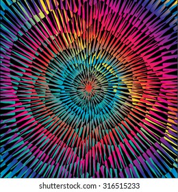 Vector illustration of abstract spiral distorted grunge heart background. Hand drawn image. Pulse, heartbeat, love, passion, life, spectrum, multicolor. 