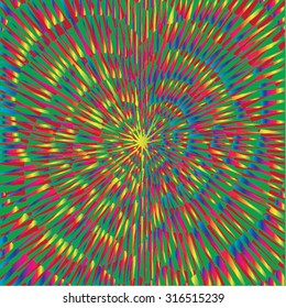 Vector illustration of abstract spiral distorted grunge heart background. Hand drawn image. Pulse, heartbeat, love, passion, life, multicolor. 