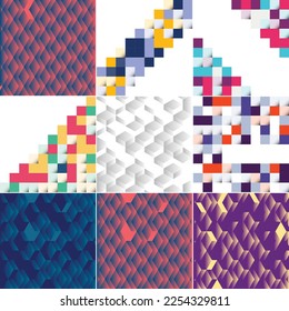 Vektorgrafik abstrakter Quadrate, geeignet als Hintergrunddesign für Poster. Flugblätter; Packung mit 9 verfügbaren