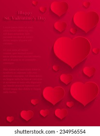 Vector illustration of abstract st. ValentineÃ¢Â?Â?s Day greeting  card decorated with paper cut hearts