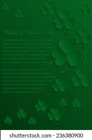 Vector illustration of abstract St. PatrickÃ¢Â?Â?s Day greeting  card decorated with paper cut shamrocks