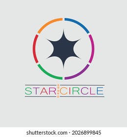 Vector illustration of abstract star circle text Logo Design on white backgroud.
