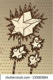 Vector illustration of an abstract stars twinkle drawing with dotted background.
