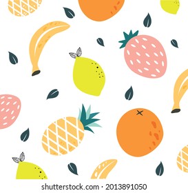 Vector illustration abstract still life of fruits in pastel colors. Collection of contemporary art. Vector set of fruits  date media, posters, postcards.