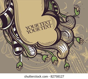 vector illustration of  abstract streaky  plants and waves