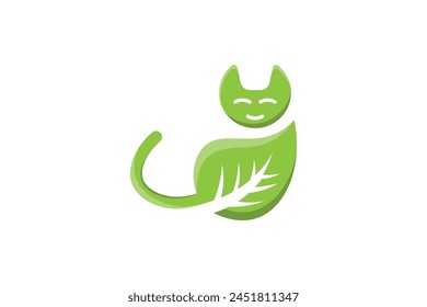 vector illustration abstract style cat leaf logo