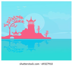 Vector illustration of abstract styled Decorative Traditional Japanese background