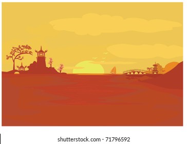 Vector illustration of abstract styled Decorative Traditional Japanese background