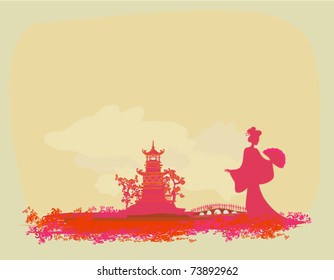 Vector illustration of abstract styled Decorative Traditional Japanese background