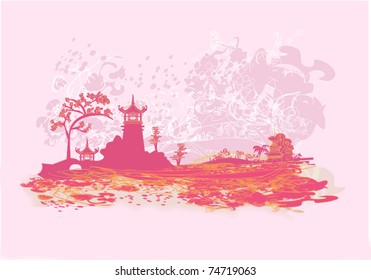 Vector illustration of abstract styled Decorative Traditional Japanese background