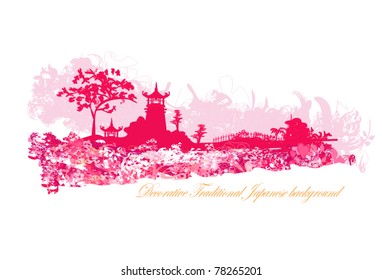 Vector illustration of abstract styled Decorative Traditional Japanese background